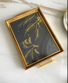 Desenli Çay Tepsisi ,lüx Çay Tepsisi,sunum Tepsisi - 4