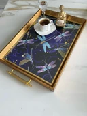 Desenli Çay Tepsisi ,lüx Çay Tepsisi,sunum Tepsisi Desenli - 7