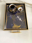 Desenli Çay Tepsisi ,lüx Çay Tepsisi,sunum Tepsisi Palmiye - 7