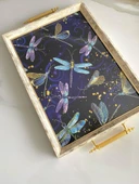 Desenli Çay Tepsisi ,lüx Çay Tepsisi,sunum Tepsisi Desenli - 4