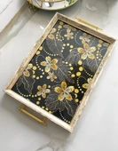 Desenli Çay Tepsisi ,lüx Çay Tepsisi,sunum Tepsisi Etnik Desen - 4