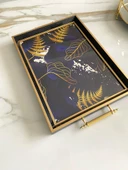 Desenli Çay Tepsisi ,lüx Çay Tepsisi,sunum Tepsisi Palmiye - 5