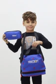 Maycraft Lisanslı Erkek Çocuk İlkokul Çanta Seti 3 lü Sırt Çantası Termal Beslenme Çantası Kalemlik - 2