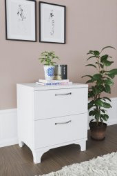 KZY 2 Çekmeceli Ayaklı Komodin - Beyaz - 1