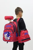 Kirpi Sonic Erkek Çocuk 3 lü Okul Çanta Seti Özel Tasarım Sırt Çantası Beslenme Çantası Kalemlik - 1