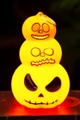 Beysüs Halloween Cadılar Bayramı Işıklı 3 Katlı Balkabağı Dekoru - 2