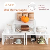 Porsima Org-01 - 3lü Raf Düzenleyici - Dolap Içi Düzenleyici Raf - Tabak Bardak Rafı - 1