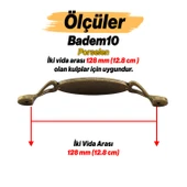 Zarif Porselen Eskitme Antik Sarı Kulp 128 mm Mobilya Çekmece Mutfak Dolabı Dolap Kapak Kulplar Kulb thumbnail 3