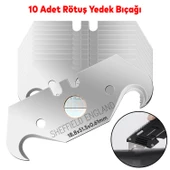 Kancalı Rötuş Bıçak Yedeği Kesme Boynuz Bıçak Maket Bıçağı 10'lu Paket 18.8x51.5x0,61mm İthal - 1