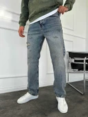 Yırtık Detay Yıkamalı Baggy Jean - 1