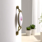 Zarif Porselen Eskitme Antik Sarı Kulp 128 mm Mobilya Çekmece Mutfak Dolabı Dolap Kapak Kulplar Kulb thumbnail 7