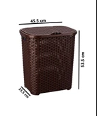 Omnipazar SY-4626 Plastik Küçük Hasır Desen Kirli Çamaşır Sepeti - 2