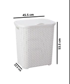 Omnipazar SY-4626 Plastik Küçük Hasır Desen Kirli Çamaşır Sepeti - 4