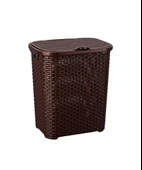 Omnipazar SY-4626 Plastik Küçük Hasır Desen Kirli Çamaşır Sepeti - 1