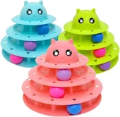 3 Katlı Toplu Yuvarlak Kedi Oyuncağı, Sarma Topu, Mavi Toplu Yuvarlak Kedi Oyuncağı Kedi Eğlencesi - 1