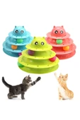 3 Katlı Toplu Yuvarlak Kedi Oyuncağı, Sarma Topu, Pembe Toplu Yuvarlak Kedi Oyuncağı Kedi Eğlencesi - 2