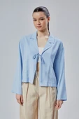Bebe Mavisi Salaş Kesim Bağlama Detaylı Gömlek thumbnail 9