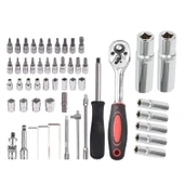 Lokma Anahtar Takımı 53 Parça Uzatma Kolu Mafsallı 1/4 Yıldız Hex Tork Düz Set Bits Uç Allen - 5