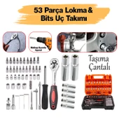 Lokma Anahtar Takımı 53 Parça Uzatma Kolu Mafsallı 1/4 Yıldız Hex Tork Düz Set Bits Uç Allen - 1