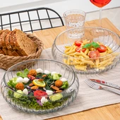 Porsima RYG7045 El Yapımı Büyük Boy Cam Salata Kasesi Şeffaf 23 cm - 1