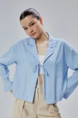 Bebe Mavisi Salaş Kesim Bağlama Detaylı Gömlek thumbnail 1