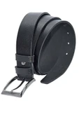 Siyah Çocuk Boy Hakiki Deri Tek Katmanlı Düz Model 3.5 cm.lik Klasik Kemer 300-G thumbnail 3