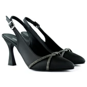 Erkan Saçmacı Raphtalia Plus Siyah Saten Burma Taşlı İnce Topuklu Arkası Açık Abiye Ayakkabı - 4