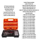 Lokma Anahtar Takımı 53 Parça Uzatma Kolu Mafsallı 1/4 Yıldız Hex Tork Düz Set Bits Uç Allen - 2