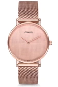 Commes Çelik Örme Kordon Rose Gold Renk Özel Kesim Mineral Cam Unisex Klasik Kol Saati - 1