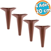 Mobilya Kanepe Yatak Puf Sehpa TV Ünitesi Çekyat Koltuk Ayağı 20 cm Kahverengi Baza Ayak 4 Adet thumbnail 1