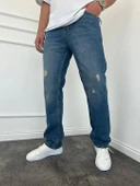 Yırtık Detay Koyu Mavi Baggy Jean09 - 1