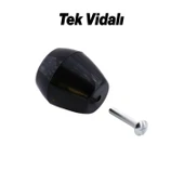 Merkür Düğme Siyah Mobilya Mutfak Dolap Dolabı Çekmece Kulpu Kulbu Plastik Siyah Tek Vidalı Kulp thumbnail 3