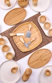 Atbyhome Breeze 6 Kişilik 34 Parça Seramik Doğal Bambu Kahvaltı Takımı - Kahvaltı Seti Sunum Seti - 2
