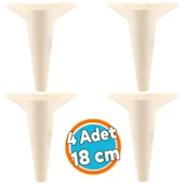 Mobilya Kanepe Sehpa TV Ünitesi Koltuk Ayağı 18 cm Krem Baza Ayak 4 Adet thumbnail 1