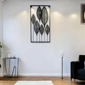 Dekoratif Metal Yaprak Temalı Tablo Siyah Renk - 3