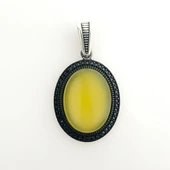 925 Ayar Sarı Akik Taşlı Gümüş Kolye Ucu thumbnail 2