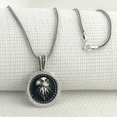 925 Ayar Siyah Taşlı Kartal Gümüş Kolye thumbnail 1