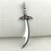 925 Ayar Gümüş Kırmızı Taşlı Zülfikar Kolye Ucu thumbnail 1