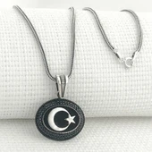 925 Ayar Gümüş Siyah Taşlı Ayyıldız Kolye thumbnail 1