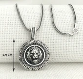 925 Ayar Siyah Taşlı Aslan Figürlü Gümüş Kolye thumbnail 3