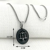 925 Ayar Gümüş Siyah Taşlı Adalet Terazisi Kolye thumbnail 3