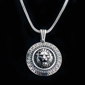 925 Ayar Siyah Taşlı Aslan Figürlü Gümüş Kolye thumbnail 2