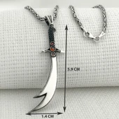 925 Ayar Gümüş Kırmızı Taşlı Zülfikar Kral Zincir Kolye thumbnail 3