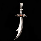 925 Ayar Gümüş Kırmızı Taşlı Zülfikar Kolye Ucu thumbnail 2