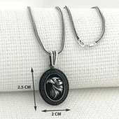 925 Ayar Gümüş Siyah Taşlı Kartal Motifli Kolye thumbnail 3