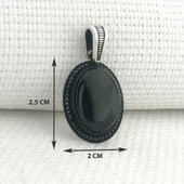 925 Ayar Gümüş Siyah Oniks Taşlı Gümüş Kolye Ucu thumbnail 3