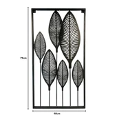 Dekoratif Metal Yaprak Temalı Tablo Siyah Renk - 6