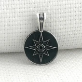 925 Ayar Gümüş Siyah Taşlı Kuzey Yıldızı Kolye Ucu thumbnail 1