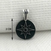 925 Ayar Gümüş Siyah Taşlı Kuzey Yıldızı Kolye Ucu thumbnail 3