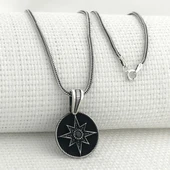 925 Ayar Gümüş Siyah Taşlı Kuzey Yıldızı Kolye thumbnail 1